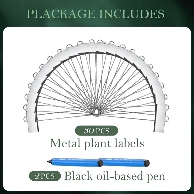 Alt view image 6 of 7 - 30 Pack Metal Plant Labels for Outdoor Garden Waterproof Plant Markers, Labels Garden Markers for Seedlings Herbs Vegetable Greenhouse Gifts, with Pen