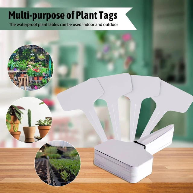 Alt view image 6 of 7 - Plant Labels 200Pcs 4 Inch T-Type Tags with Permanent Marking Pen | Waterproof Plastic Garden Seed Labels Markers Stakes for Outdoor - Plant Name Tags for Garden Nursery Greenhouse