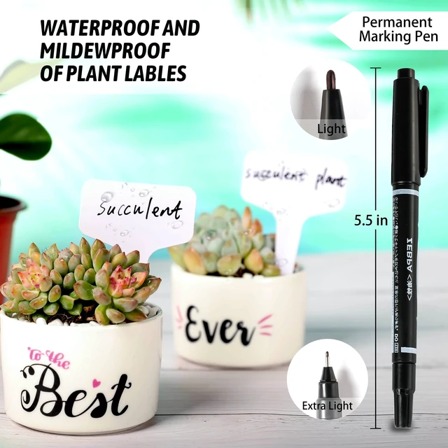 Alt view image 3 of 7 - Plant Labels 200Pcs 4 Inch T-Type Tags with Permanent Marking Pen | Waterproof Plastic Garden Seed Labels Markers Stakes for Outdoor - Plant Name Tags for Garden Nursery Greenhouse