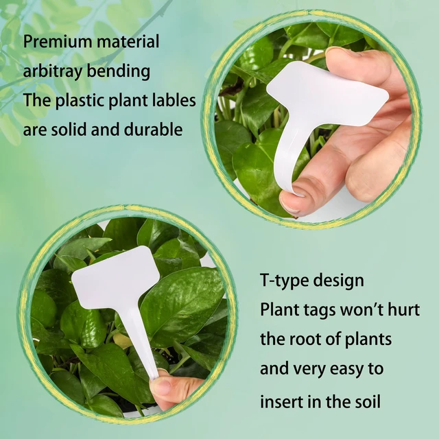 Alt view image 4 of 7 - Plant Labels 200Pcs 4 Inch T-Type Tags with Permanent Marking Pen | Waterproof Plastic Garden Seed Labels Markers Stakes for Outdoor - Plant Name Tags for Garden Nursery Greenhouse