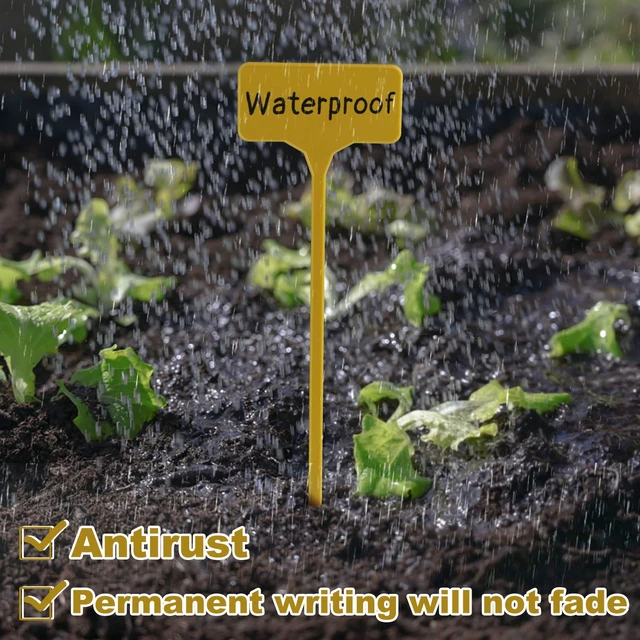 Alt view image 4 of 6 - 50 Pack Outdoor Tall Plant Labels, Large Waterproof Plastic Plant T-Type Tags, Durable Nursery Garden Markers, Perfect for Herbs, Flowers, Vegetable and Potted Plants