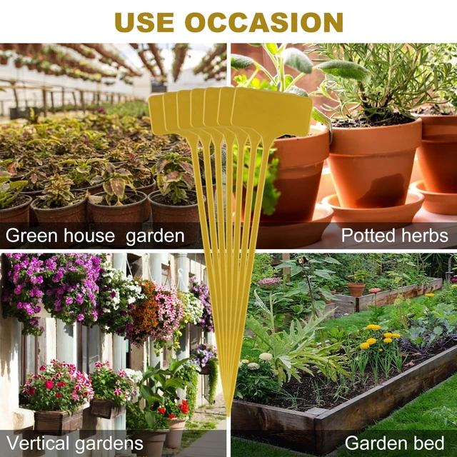 Alt view image 6 of 6 - 50 Pack Outdoor Tall Plant Labels, Large Waterproof Plastic Plant T-Type Tags, Durable Nursery Garden Markers, Perfect for Herbs, Flowers, Vegetable and Potted Plants