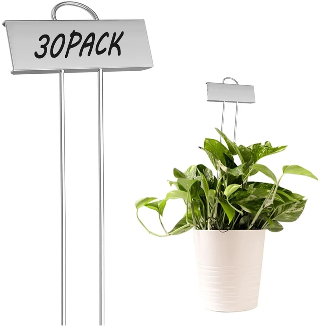 Main image of 30pcs Plant Labels for Outdoor Garden Waterproof Plant Markers for Outdoor Plants, 11inch Metal Garden Plant Tags and Labels for Herbs Vegetable Seedlings GreenhouseSilver