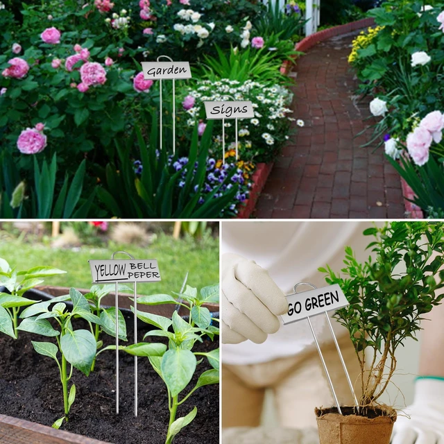 Alt view image 6 of 7 - 30pcs Plant Labels for Outdoor Garden Waterproof Plant Markers for Outdoor Plants, 11inch Metal Garden Plant Tags and Labels for Herbs Vegetable Seedlings GreenhouseSilver