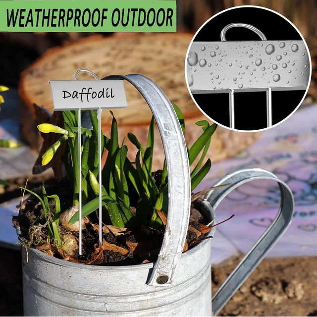 Alt view image 5 of 7 - 30pcs Plant Labels for Outdoor Garden Waterproof Plant Markers for Outdoor Plants, 11inch Metal Garden Plant Tags and Labels for Herbs Vegetable Seedlings GreenhouseSilver
