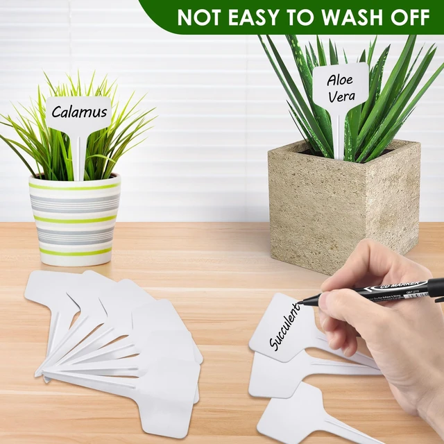Alt view image 5 of 6 - Plant Labels 120pcs with Garden Plant Markers Pen of Outdoor Waterproof,T-Type Plant Tags and Permanent Marking Pen, Garden Labels Gardening Gifts for Women Men