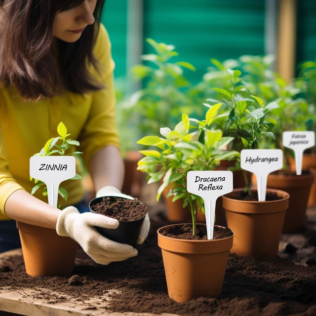 Alt view image 6 of 6 - Plant Labels 120pcs with Garden Plant Markers Pen of Outdoor Waterproof,T-Type Plant Tags and Permanent Marking Pen, Garden Labels Gardening Gifts for Women Men