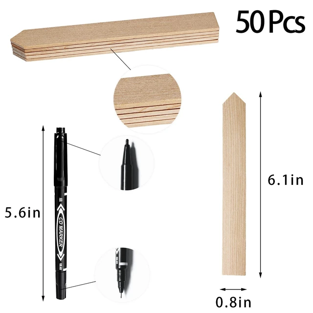 Alt view image 6 of 7 - 50Pcs Wooden Plant Labels Plant Tags 6 Inch Garden Plants Markers Waterproof Seed Labels Markers Sticks Outdoor Garden Label Stakes Sign Wooden Plants Name Tags for Seedling Vegetables Flower