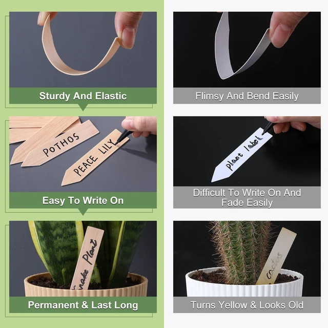 Alt view image 4 of 7 - 200Pcs Plant Labels,4 Inch Plastic Garden Plant Markers,Waterproof Nursery Plant Tags,Seed Labels,Pot Marker for Outdoor Indoor Garden Plants Label Stakes