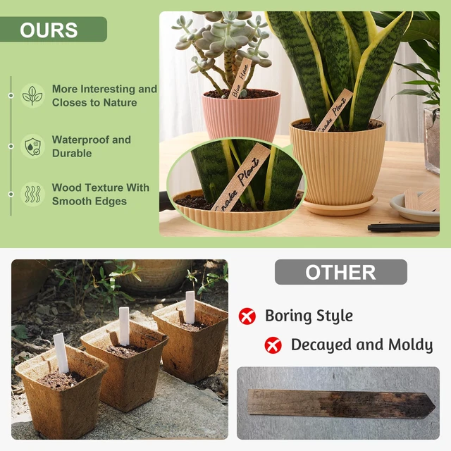 Alt view image 3 of 7 - 200Pcs Plant Labels,4 Inch Plastic Garden Plant Markers,Waterproof Nursery Plant Tags,Seed Labels,Pot Marker for Outdoor Indoor Garden Plants Label Stakes