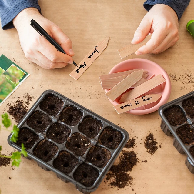 Alt view image 5 of 7 - 200Pcs Plant Labels,4 Inch Plastic Garden Plant Markers,Waterproof Nursery Plant Tags,Seed Labels,Pot Marker for Outdoor Indoor Garden Plants Label Stakes