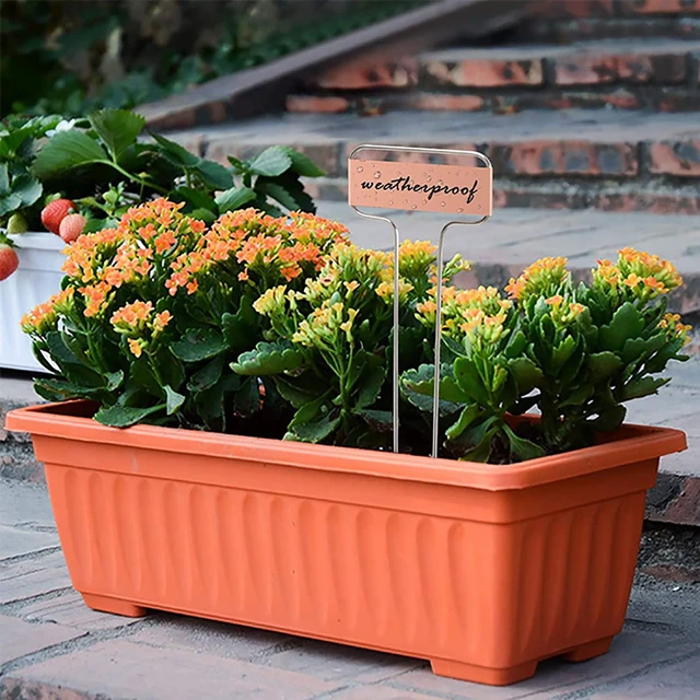 Alt view image 2 of 7 - 30 Pack 10 Inch High Copper Plate Metal Plant Labels Garden Stake Tags Reusable Planting Gardening Markers