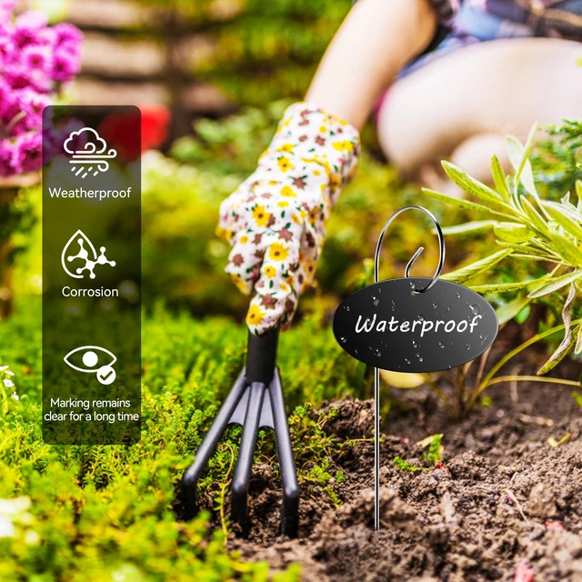 Alt view image 3 of 6 - 25 Pack Acrylic Plant Labels Stakes with Pen for Garden Plants | Waterproof reusable acrylic plant markers, Plant Tags for seeds, flowers, herbs, vegetables, indoor & outdoor gardening