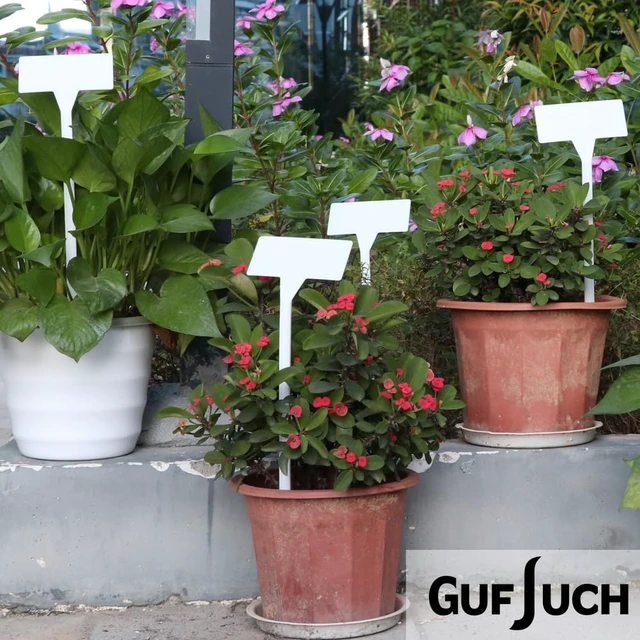 Alt view image 2 of 6 - 50 Pack Outdoor Plant Label, Large Waterproof Plastic Plant T-Type Tags, Durable Nursery Garden Markers, Perfect for Herbs, Flowers, Vegetable (Height 11.8'')