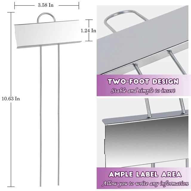 Alt view image 2 of 7 - Metal Plant Labels, 30 Pack Garden Label Markers, Weatherproof Garden Stake Tags, Reusable Planting Gardening Markers, Silver