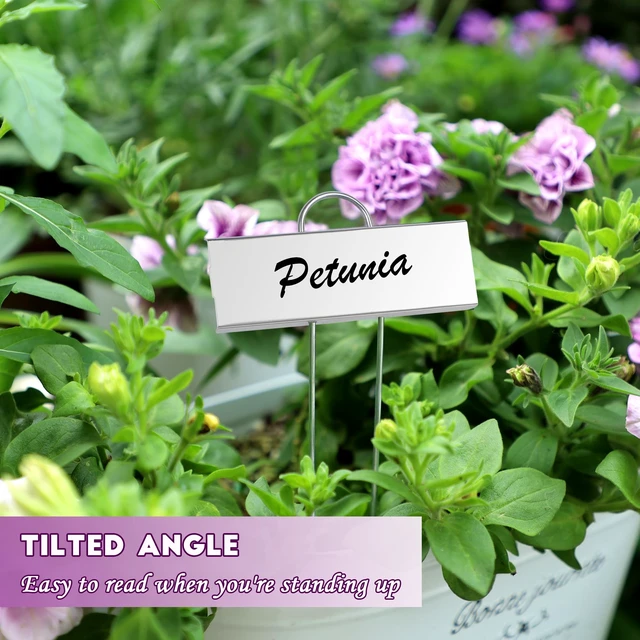 Alt view image 3 of 7 - Metal Plant Labels, 30 Pack Garden Label Markers, Weatherproof Garden Stake Tags, Reusable Planting Gardening Markers, Silver