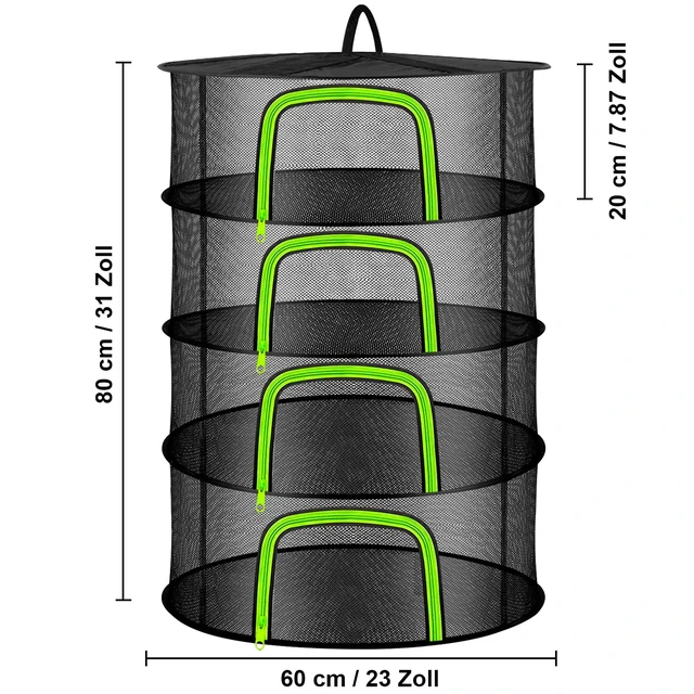 Alt view image 3 of 7 - 4 Layer Herb Drying Rack Hanging Mesh Plant Dry Net Basket for Herbs Plants Flower Vegetables Spices Fish Food with Green Zippers