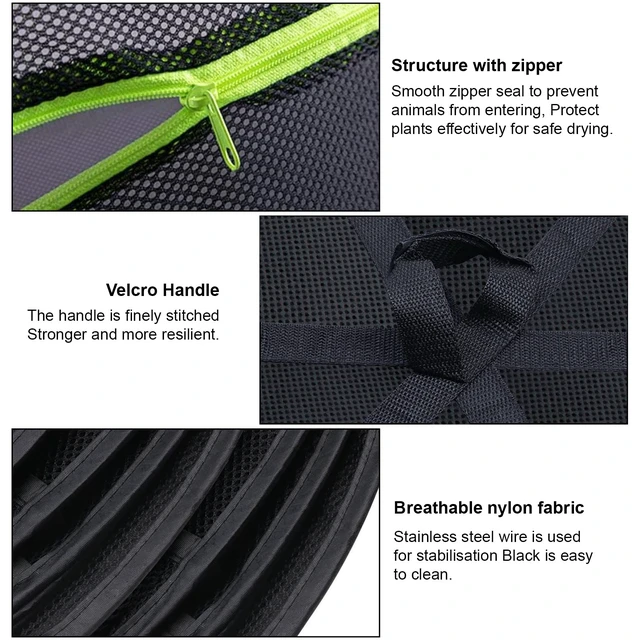 Alt view image 4 of 7 - 4 Layer Herb Drying Rack Hanging Mesh Plant Dry Net Basket for Herbs Plants Flower Vegetables Spices Fish Food with Green Zippers