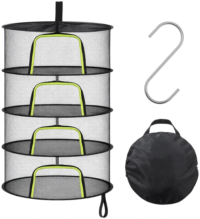 Main image of 4-Layer Herb Drying Rack, 23.62in Foldable Hanging Plant Mesh Net | Versatile Herb Drying with U-Zipper and S-Hooks, for Drying Herbs, Plants, Flowers, Indoor and Outdoor Use