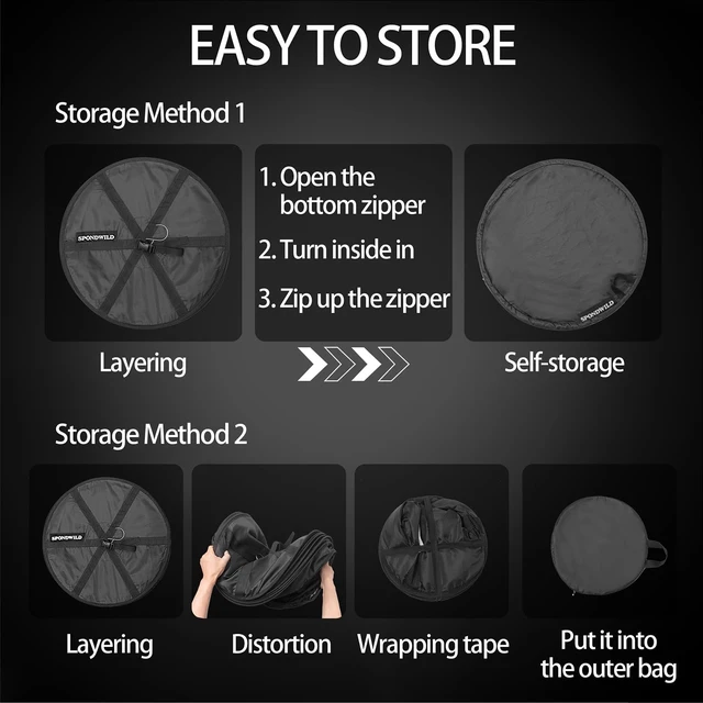 Alt view image 7 of 7 - Herb Drying Rack, 1ft Diameter 3 Layer Hanging Mesh Net | Plant Drying Rack with Door Type Zipper & Closed Storage Compartment for Folding Basket Dryer Fiting in Grow Tents, Garden