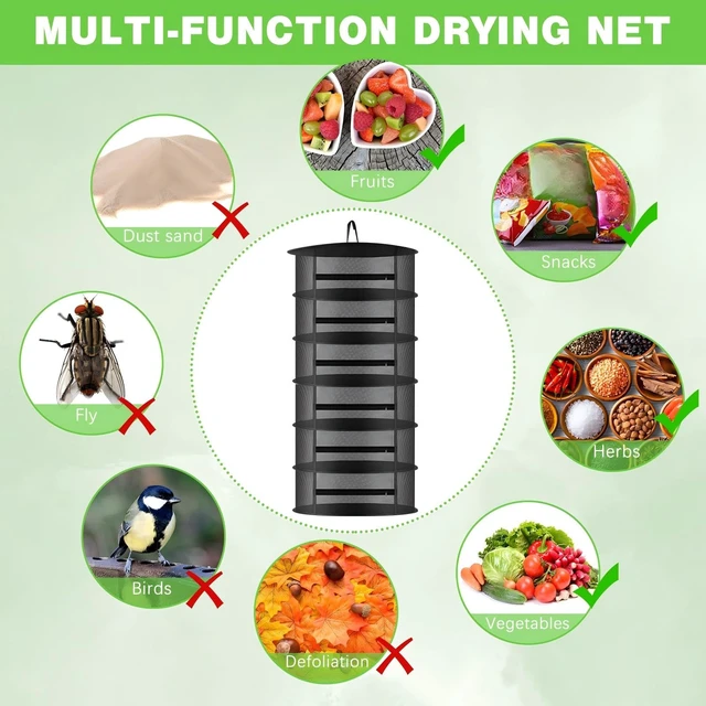 Alt view image 7 of 7 - 6 Layer Camping Drying Rack, 23.6 x 51 Extra Tall Herb Drying Net with Storage Bag, Outdoor Hanging Foldable Mesh Organizer for Herbs, Flowers, Clothing & Food