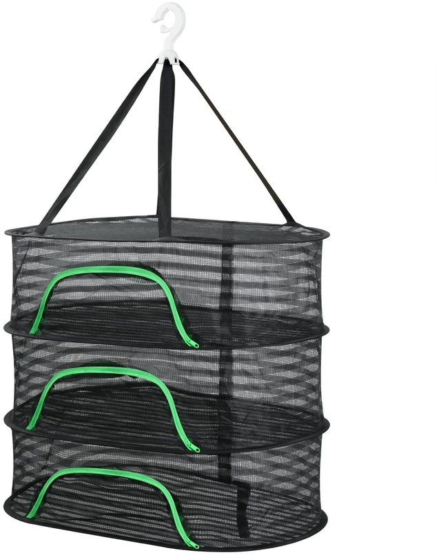 Main image of Hanging Drying Rack, Foldable Mesh Drying Net 3 Layers Hanging Dry Basket with Zipper Air Breathable Hang Rack Fish Net for Indoor Outdoor Garden Flower Plants Seeds Fish