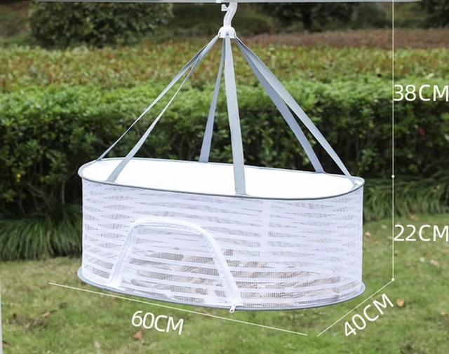 Alt view image 2 of 6 - Foldable Drying Fishing Net, Hanging Drying Net Rack Clothes Dry Basket with Zipper, Indoor and Outdoor Plants Dryer for Shrimp Fish Fruit Vegetables Herb (1 Layer)
