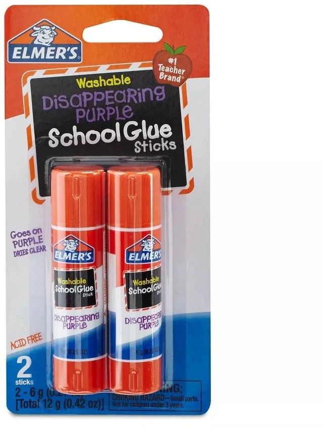 Main image of Disappearing Purple School Glue Sticks, 0.21 oz, Pack of 2 (E522) 4 Pack