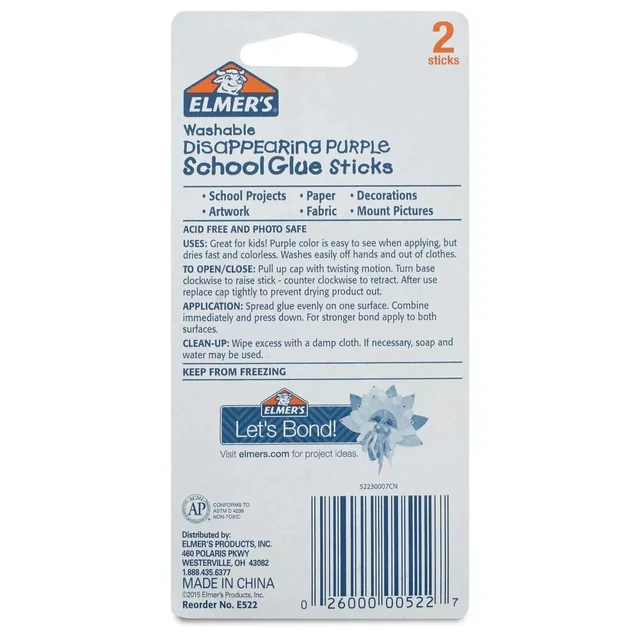 Alt view image 6 of 6 - Disappearing Purple School Glue Sticks, 0.21 oz, Pack of 2 (E522) 4 Pack