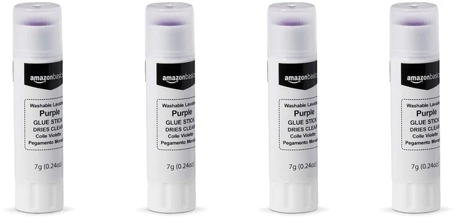 Main image of Purple Washable School Glue Sticks for Classroom Supplies and DIY Art, Dries Clear, 0.21 oz Stick, 4-Pack