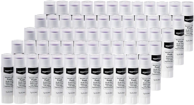 Main image of Purple Washable School Glue Sticks for Classroom Supplies and Craft Projects, Dries Clear, 0.24-oz Stick, 60-Pack