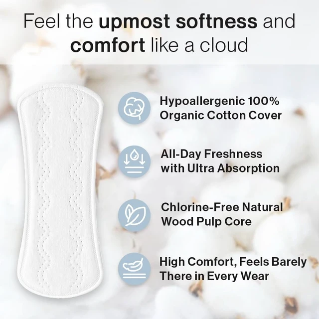 Alt view image 2 of 6 - Premium 100% Organic Panty Liners - Chemical Free Cotton Ultra Thin Liner for Women | Feminine Sanitary Napkins Unscented Everyday Use Leak Protection (Regular, 36 Count, Wrapped)