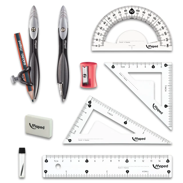Alt view image 3 of 7 - Maped - Study - Geometry set - Metal - 10 Piece | Advanced Student Kit - Precision Drafting Tools - Durable and Ergonomic Design - Enhances Creativity for School