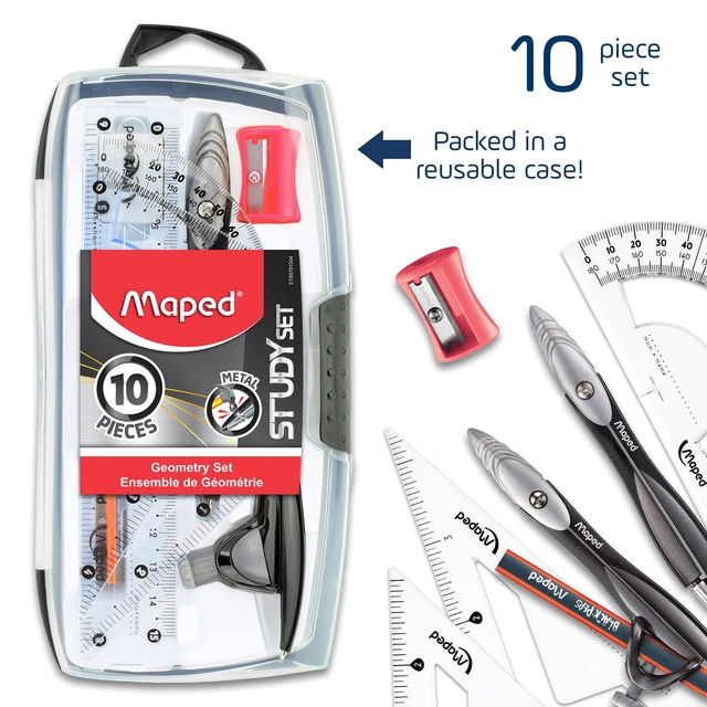 Alt view image 4 of 7 - Maped - Study - Geometry set - Metal - 10 Piece | Advanced Student Kit - Precision Drafting Tools - Durable and Ergonomic Design - Enhances Creativity for School