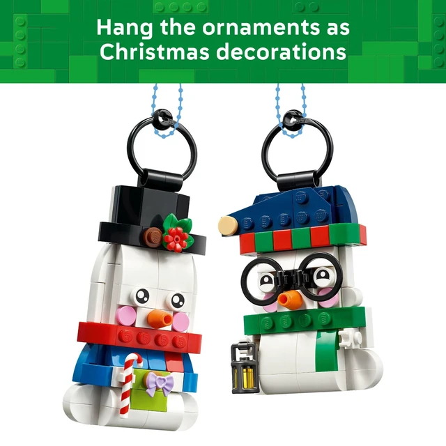 Alt view image 6 of 6 - Snowman Ornaments 40812 | Christmas Craft, Building Toys, Girls & Boys, Ages 6+, Christmas Tree Decoration with Hanging Rings, 168 pieces