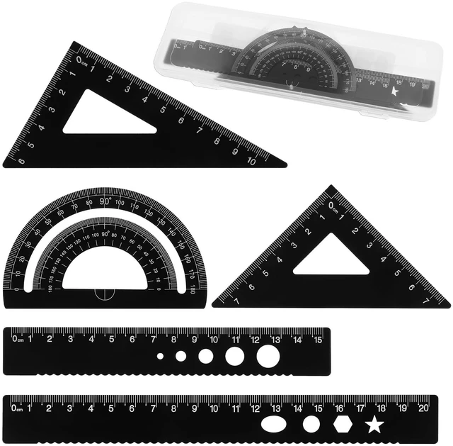 Main image of 5Pcs Metal Geometry Set, Math Drafting Ruler Kit Aluminum Triangle Rulers Metal Ruler Drafting Tools, Metal Triangular Scale Ruler Set, Protractor, 6/8 Inches Drawing Ruler for Architect Engineer
