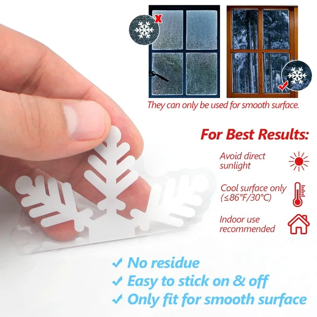 Alt view image 5 of 7 - 135Pcs Christmas Decorations Window Clings Snowflakes Window Decals | Static Window Stickers for Christmas Window Decorations, Ornaments Xmas Party Supplies, Thanksgiving/Party Décor Indoor