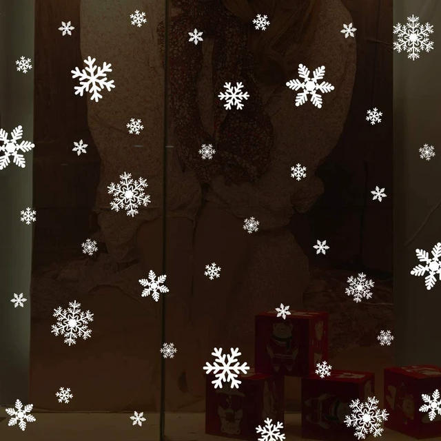 Alt view image 7 of 7 - 135Pcs Christmas Decorations Window Clings Snowflakes Window Decals | Static Window Stickers for Christmas Window Decorations, Ornaments Xmas Party Supplies, Thanksgiving/Party Décor Indoor