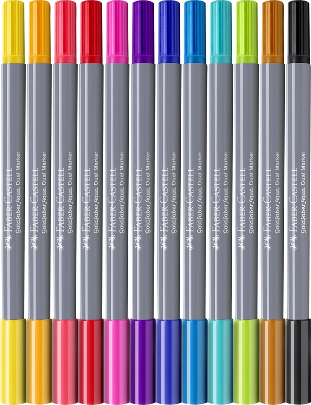 Alt view image 2 of 3 - Goldfaber Aqua Dual Tip Watercolor Markers - 12 Watercolor Brush Pens, Watercolor Markers for Adults, Real Brush Nib and Fineliner Tip Art Markers
