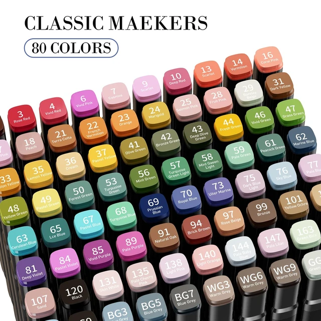 Alt view image 5 of 6 - Alcohol Markers, 80 Colors Dual Brush Tip Permanent Art Markers, Coloring Marker, for Book Painting Card Making, Christmas gift for Adults Kids 8-12