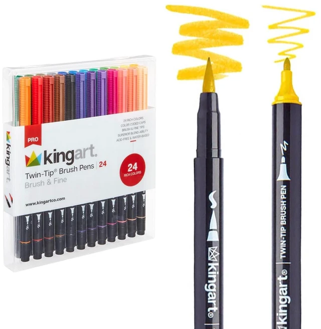 Main image of PRO 445-24 Dual Twin-Tip Brush Pens, Multicolor, 24-Colors | Flexible Brush Tip & Fine Point Nib, Water-Based Blendable Ink, Non-Toxic & Acid-Free, Ideal For Calligraphy & Sketching