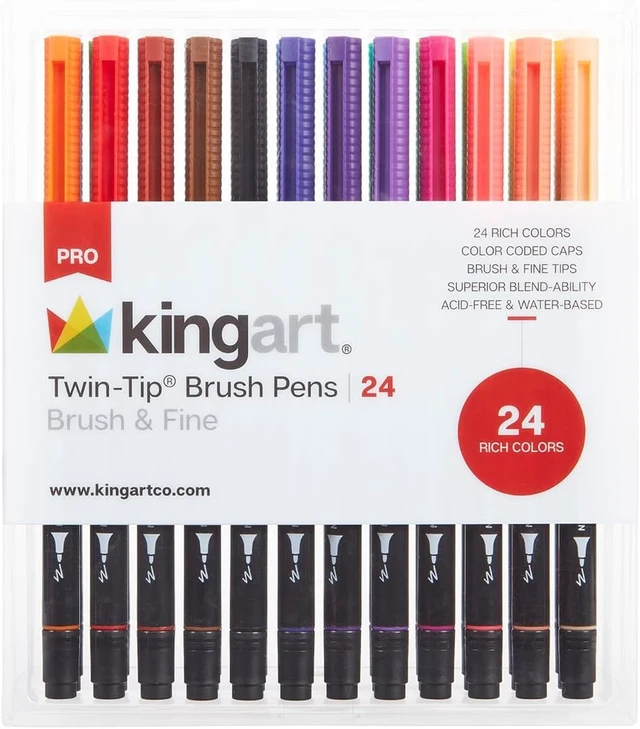 Alt view image 7 of 7 - PRO 445-24 Dual Twin-Tip Brush Pens, Multicolor, 24-Colors | Flexible Brush Tip & Fine Point Nib, Water-Based Blendable Ink, Non-Toxic & Acid-Free, Ideal For Calligraphy & Sketching