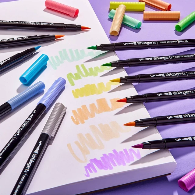 Alt view image 6 of 7 - PRO 445-24 Dual Twin-Tip Brush Pens, Multicolor, 24-Colors | Flexible Brush Tip & Fine Point Nib, Water-Based Blendable Ink, Non-Toxic & Acid-Free, Ideal For Calligraphy & Sketching