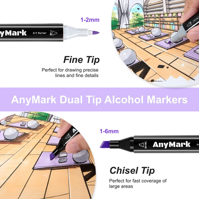 Alt view image 2 of 6 - Alcohol Markers, 80 Colors Dual Tip Art Coloring Markers Set | Alcohol Based Markers for Adult Book Drawing Sketching Painting, Chisel & Fine, Black Penholder