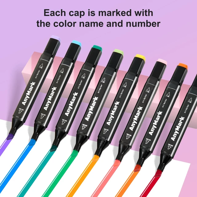 Alt view image 4 of 6 - Alcohol Markers, 80 Colors Dual Tip Art Coloring Markers Set | Alcohol Based Markers for Adult Book Drawing Sketching Painting, Chisel & Fine, Black Penholder