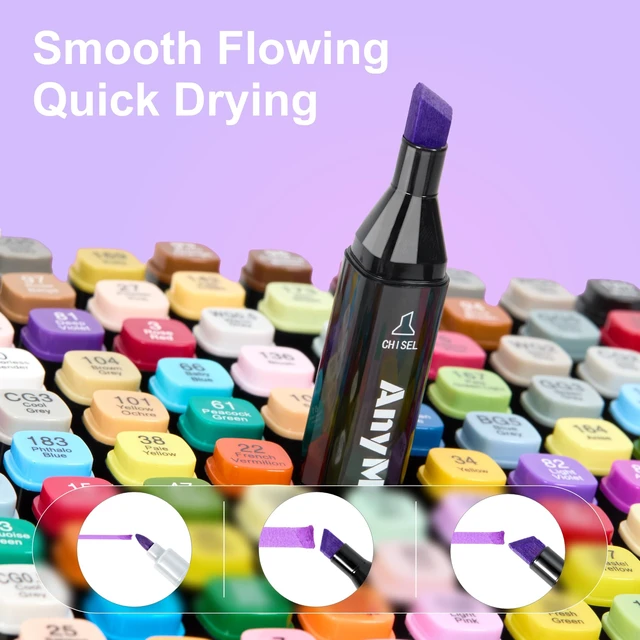 Alt view image 3 of 6 - Alcohol Markers, 80 Colors Dual Tip Art Coloring Markers Set | Alcohol Based Markers for Adult Book Drawing Sketching Painting, Chisel & Fine, Black Penholder
