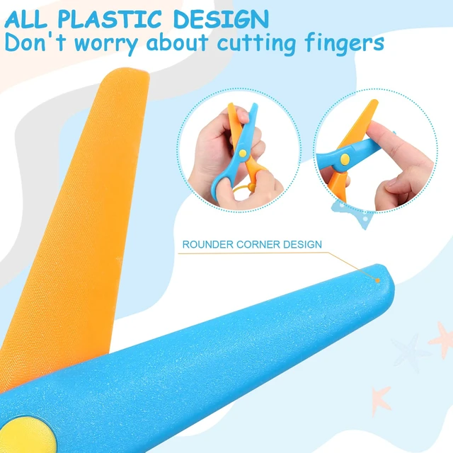 Alt view image 3 of 7 - Safety Scissors For Toddler, Kids, Children - Plastic, Dual-Color Preschool Training Scissors(3 Pack), Paper Cutting(96 Pcs) Set For Paper Craft Supplies