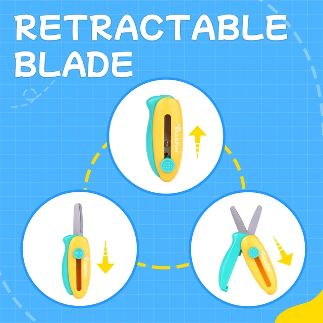 Alt view image 4 of 7 - Toddler Safety Scissors, 3 Pcs Retractable Craft Tools, Ages 3-7 | Retractable design, small-hand cutting tools, preschool crafts and art activities