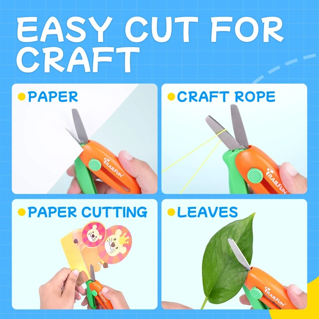 Alt view image 2 of 7 - Toddler Safety Scissors, 3 Pcs Retractable Craft Tools, Ages 3-7 | Retractable design, small-hand cutting tools, preschool crafts and art activities