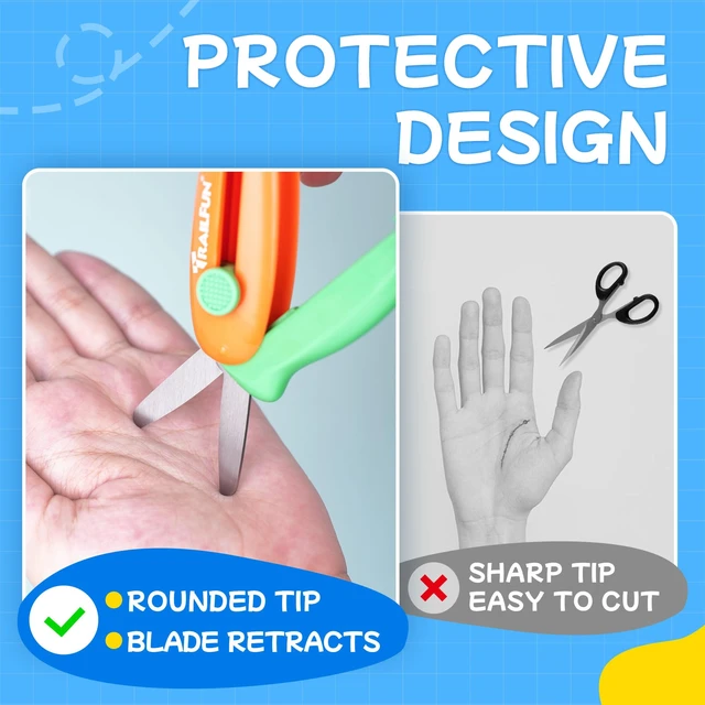 Alt view image 3 of 7 - Toddler Safety Scissors, 3 Pcs Retractable Craft Tools, Ages 3-7 | Retractable design, small-hand cutting tools, preschool crafts and art activities
